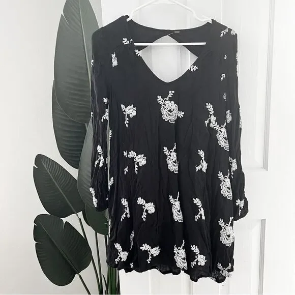 Free People Embroidered Floral Mini Tunic Dress - Picture 3 of 7